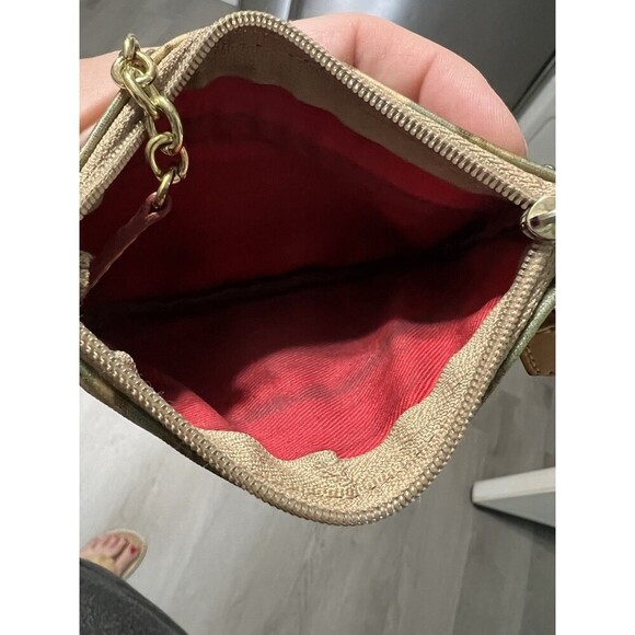 Dooney And Bourke Coin Purse Wallet Green & Tan W/ Keychain & Charm Vintage - Picture 5 of 6